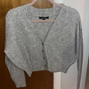 Grey Love Tree Cropped Cardigan
